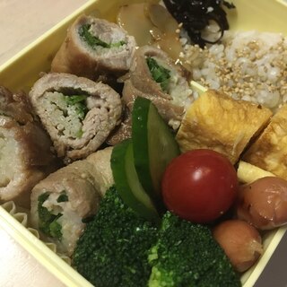 豚ロースのえのきと豆苗巻焼き★お弁当